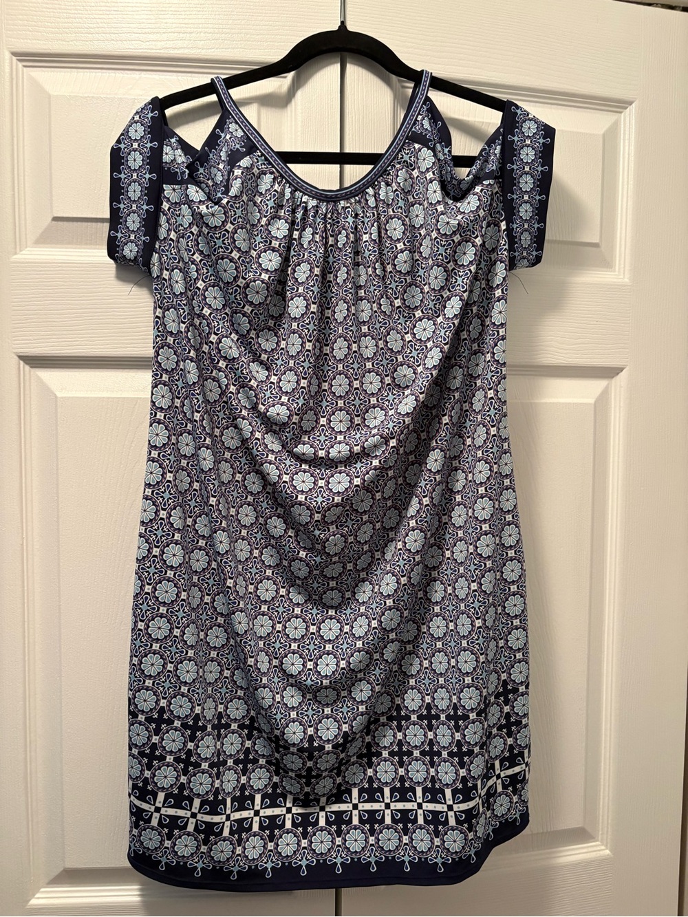 Max Studio Navy and Light Blue Asymmetrical Women’s Dress
